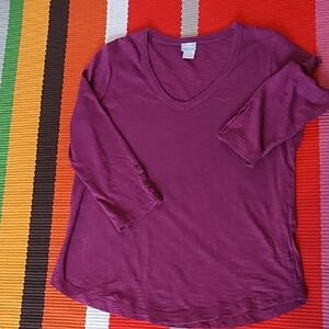 Chico's VGC Rich Purple 3/4" Sleeve Top Size 1 Large V-Neck.
